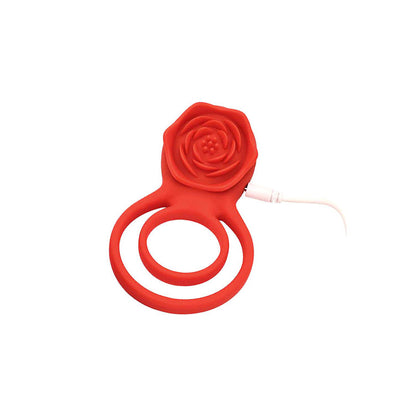 Adam & Eve VIBRATING ROSE DOUBLE ENHANCER -  USB Rechargeable Cock & Balls Ring with Remote