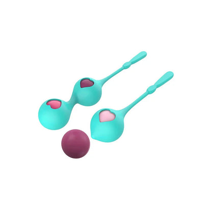 Adam & Eve EVES KEGEL HEARTS - Teal Weighted Kegel Balls - Set of 2