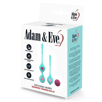 Adam & Eve EVES KEGEL HEARTS - Teal Weighted Kegel Balls - Set of 2