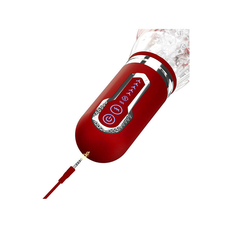 Adam & Eve PLEASURE PRO 3000 - /Red USB Rechargeable Thrusting & Rotating Auto Stroker