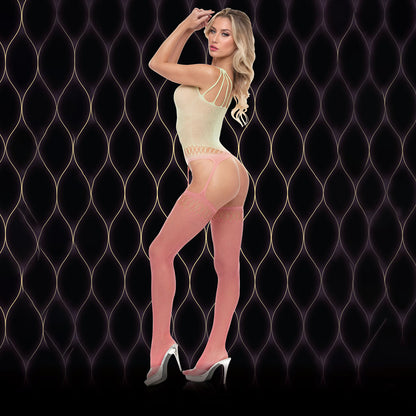 LAPDANCE  Mirage Suspender Bodystocking - Cream/ - One Size