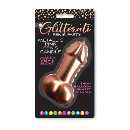 Glitterati Metallic Pink Penis Candle -  10 cm Penis Party Candle