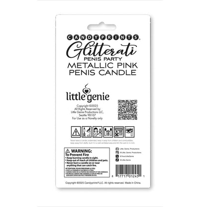 Glitterati Metallic Pink Penis Candle -  10 cm Penis Party Candle