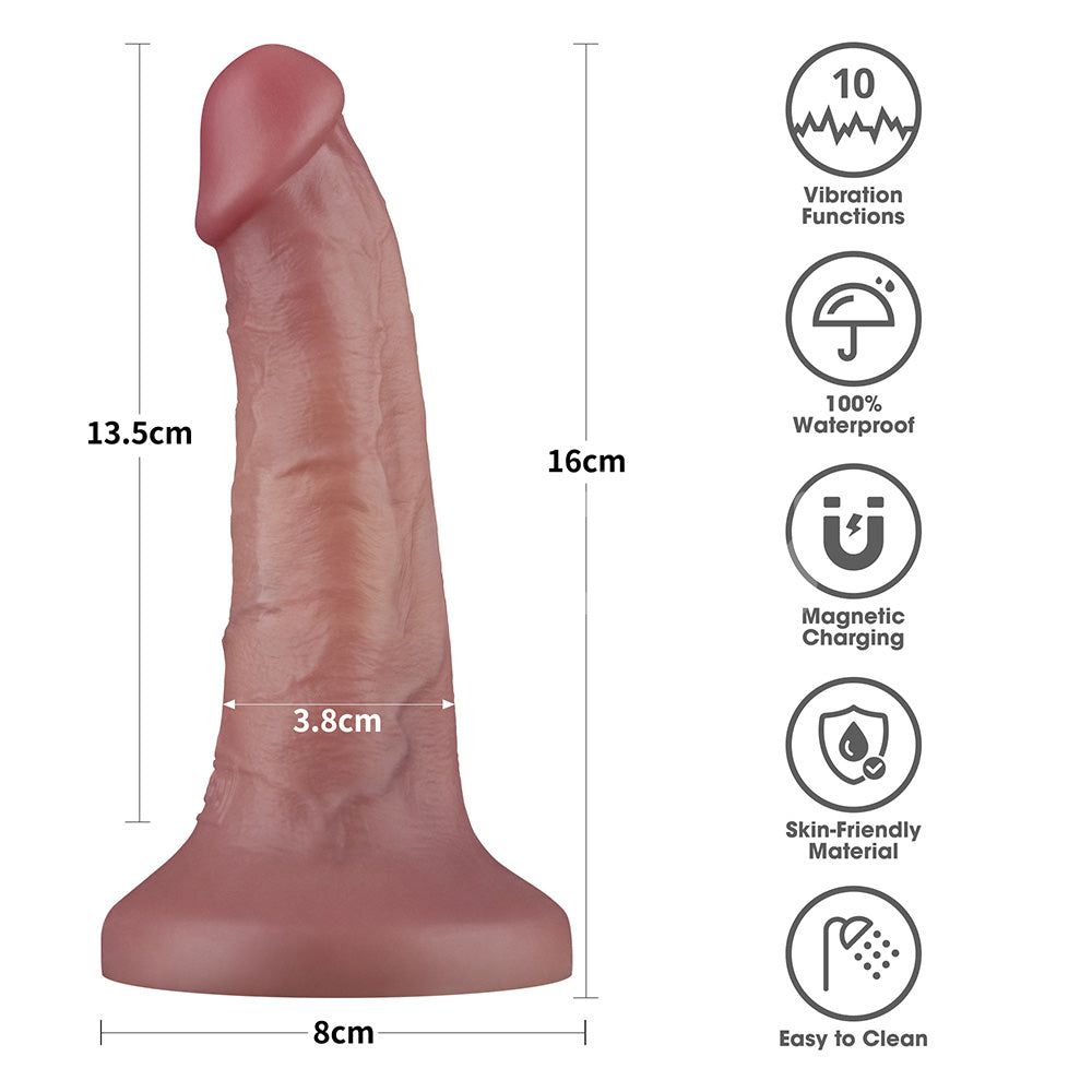 Dual Density Power Cock - 6 Inch  -  16 cm USB Rechargeable Vibrating Dong