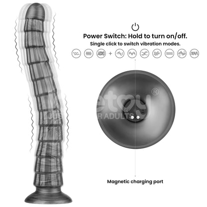 King Sized Vibrating Vibrax Slider - Grey 36.8 cm (14.5'') USB Rechargeable Vibrating Dildo