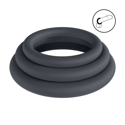 LEVELZ Classic Silicone Cock Ring Set - L/XL/XXL -  Cock Rings - Set of 3 Sizes
