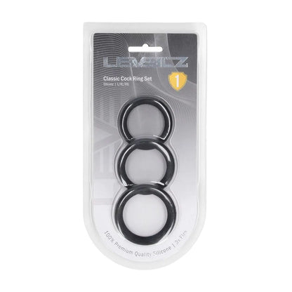 LEVELZ Classic Silicone Cock Ring Set - L/XL/XXL -  Cock Rings - Set of 3 Sizes