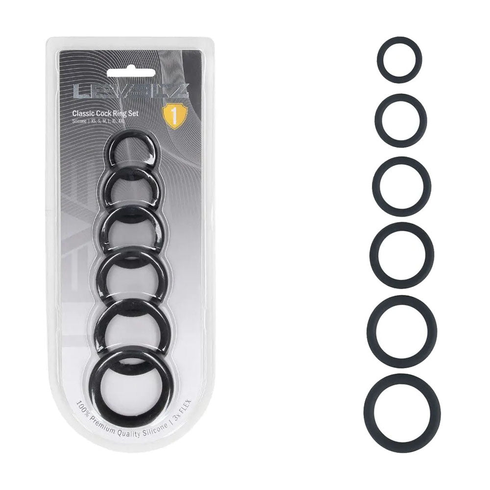 LEVELZ Classic Silicone Cock Ring Set of 6 -  Cock Rings - Set of 6 Sizes