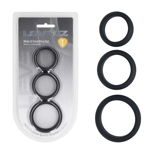LEVELZ Wide O Silicone Cock Ring Set of 3 - S/M/L -  Cock Rings - Set of 3 Sizes