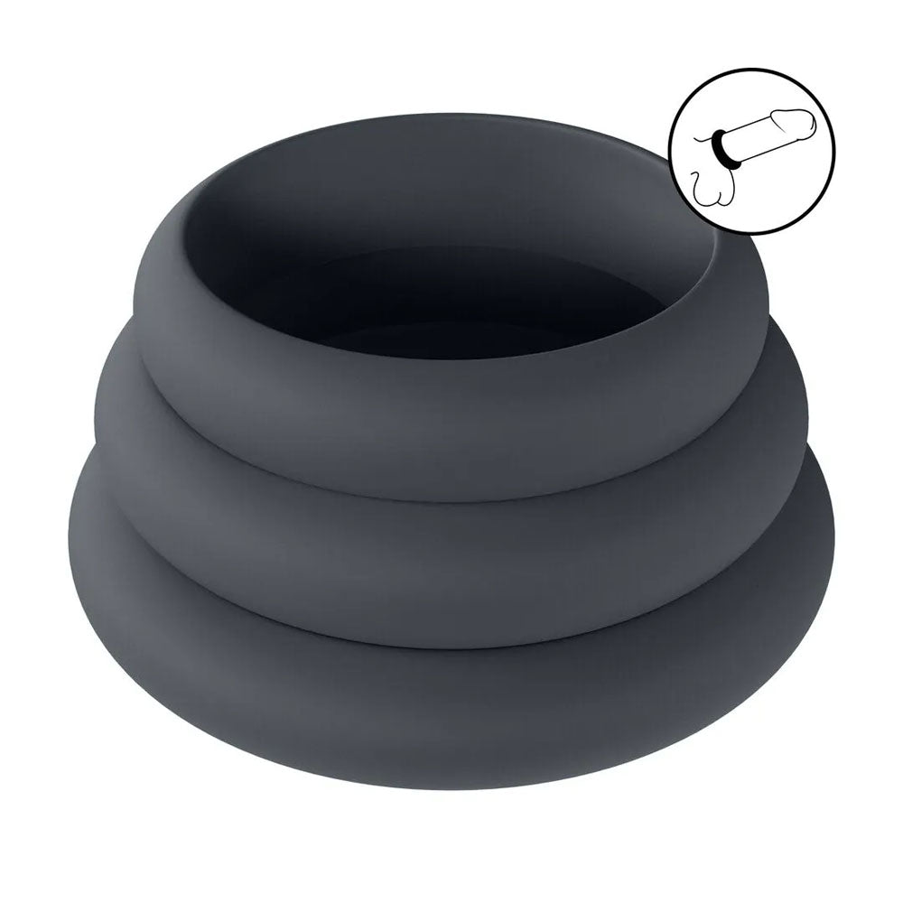 LEVELZ Wide O Silicone Cock Ring Set of 3 - S/M/L -  Cock Rings - Set of 3 Sizes