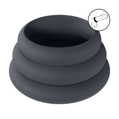 LEVELZ Wide O Silicone Cock Ring Set of 3 - S/M/L -  Cock Rings - Set of 3 Sizes