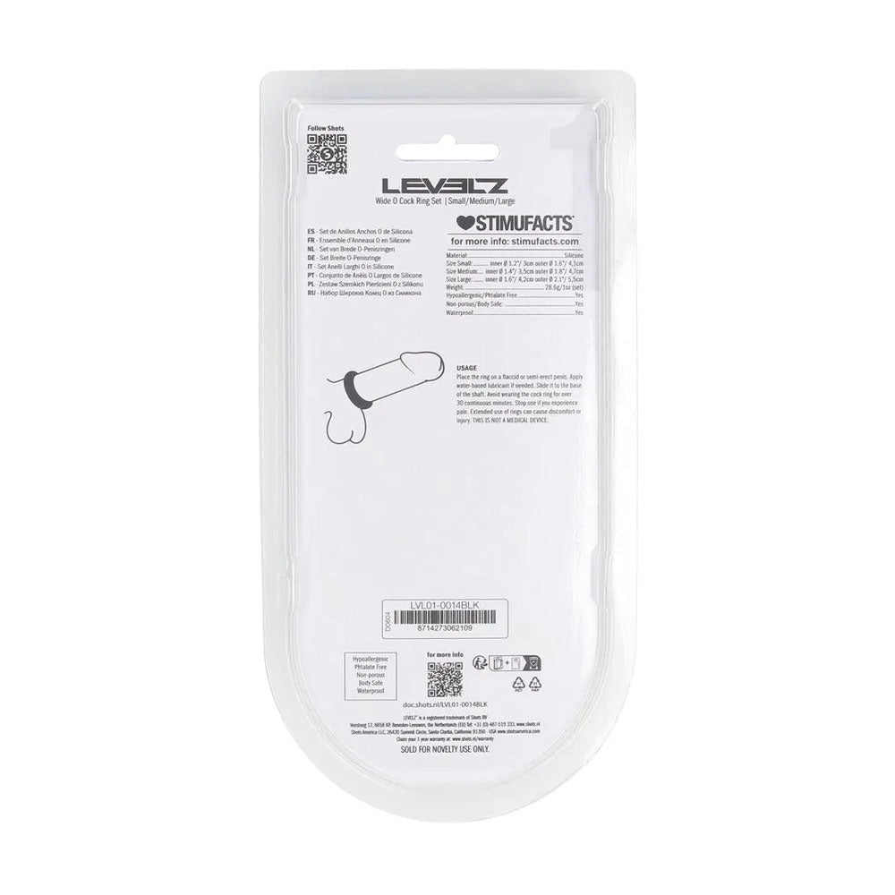 LEVELZ Wide O Silicone Cock Ring Set of 3 - S/M/L -  Cock Rings - Set of 3 Sizes