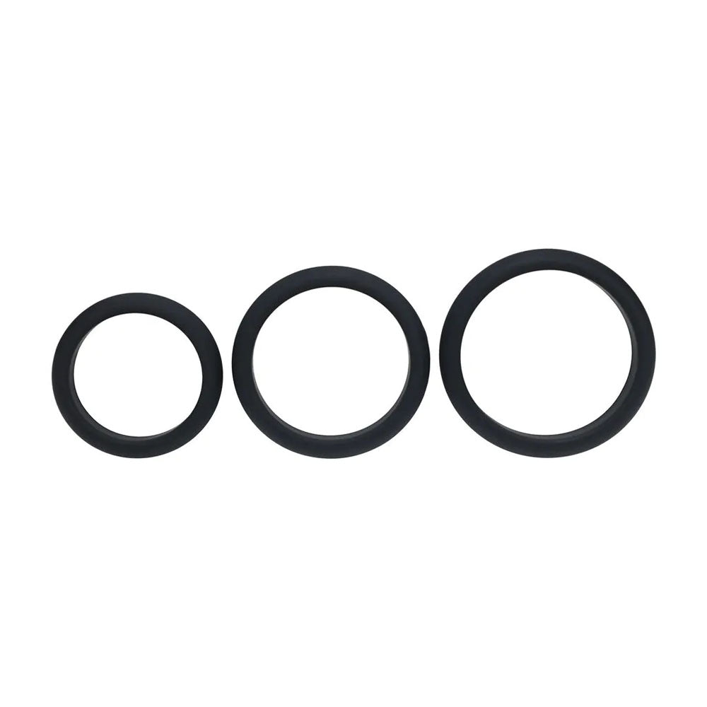 LEVELZ Wide O Silicone Cock Ring Set of 3 - L/XL/2X -  Cock Rings - Set of 3 Sizes