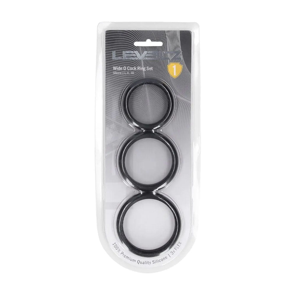 LEVELZ Wide O Silicone Cock Ring Set of 3 - L/XL/2X -  Cock Rings - Set of 3 Sizes