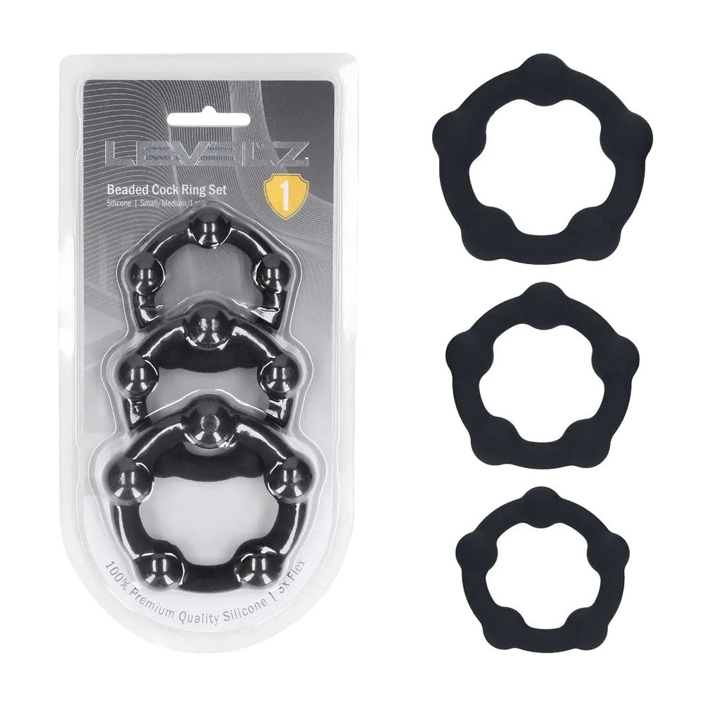 LEVELZ Beaded Silicone Cock Ring Set of 3 -  -  Cock Rings - Set of 3 Sizes