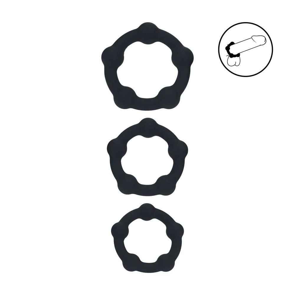 LEVELZ Beaded Silicone Cock Ring Set of 3 -  -  Cock Rings - Set of 3 Sizes