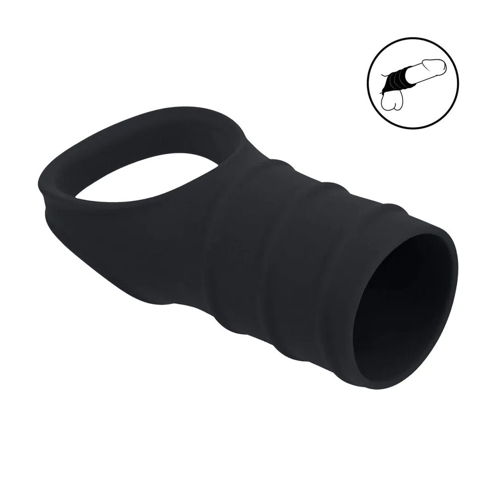 LEVELZ Silicone Cock Ring & Ribbed Sleeve -  Cock Ring with Sleeve