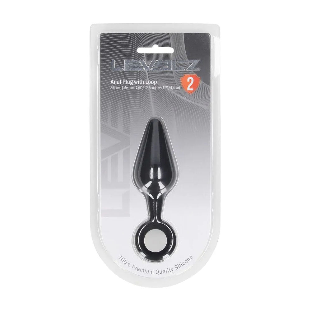 LEVELZ Silicone Anal Plug with Loop - Medium -  -  Medium Butt Plug