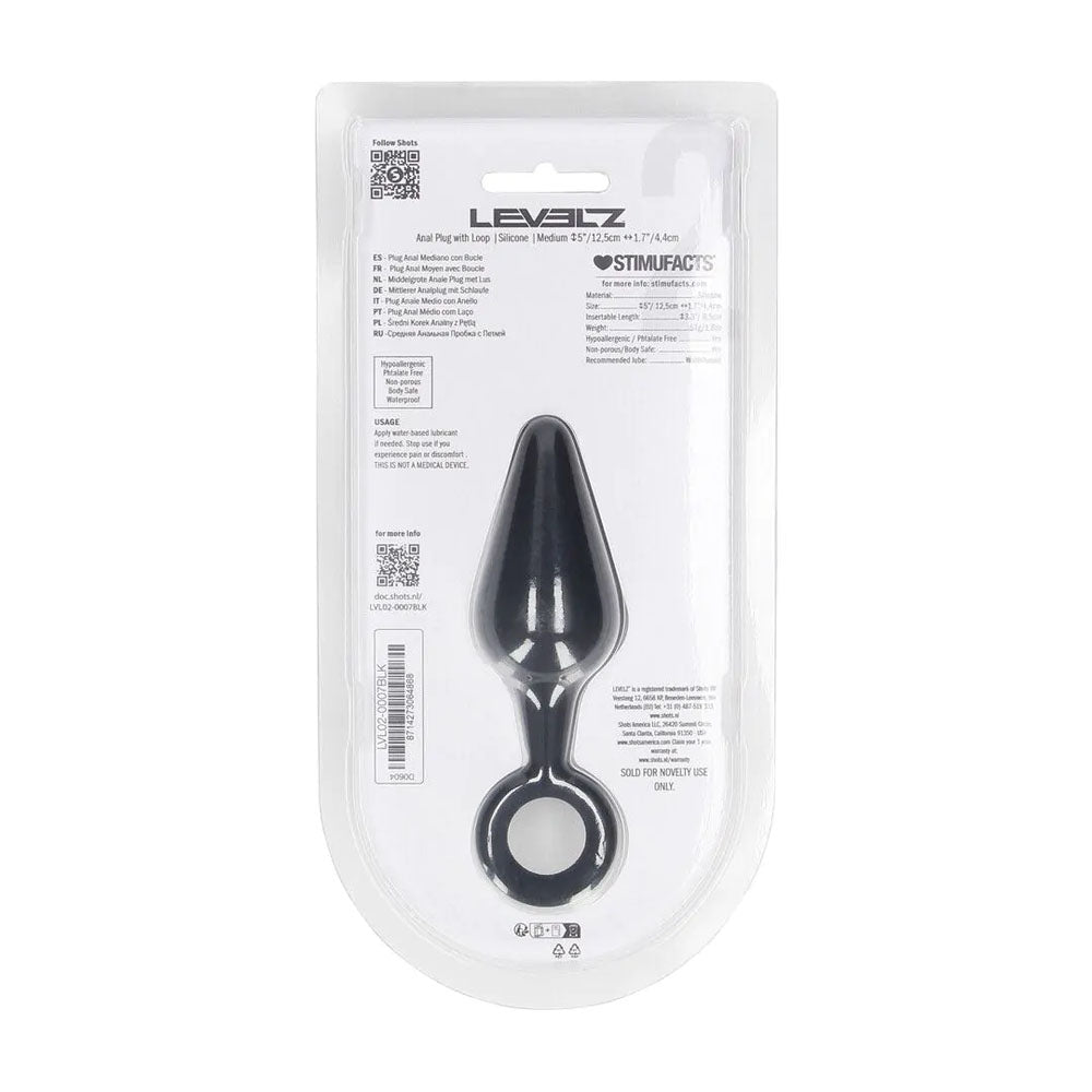 LEVELZ Silicone Anal Plug with Loop - Medium -  -  Medium Butt Plug