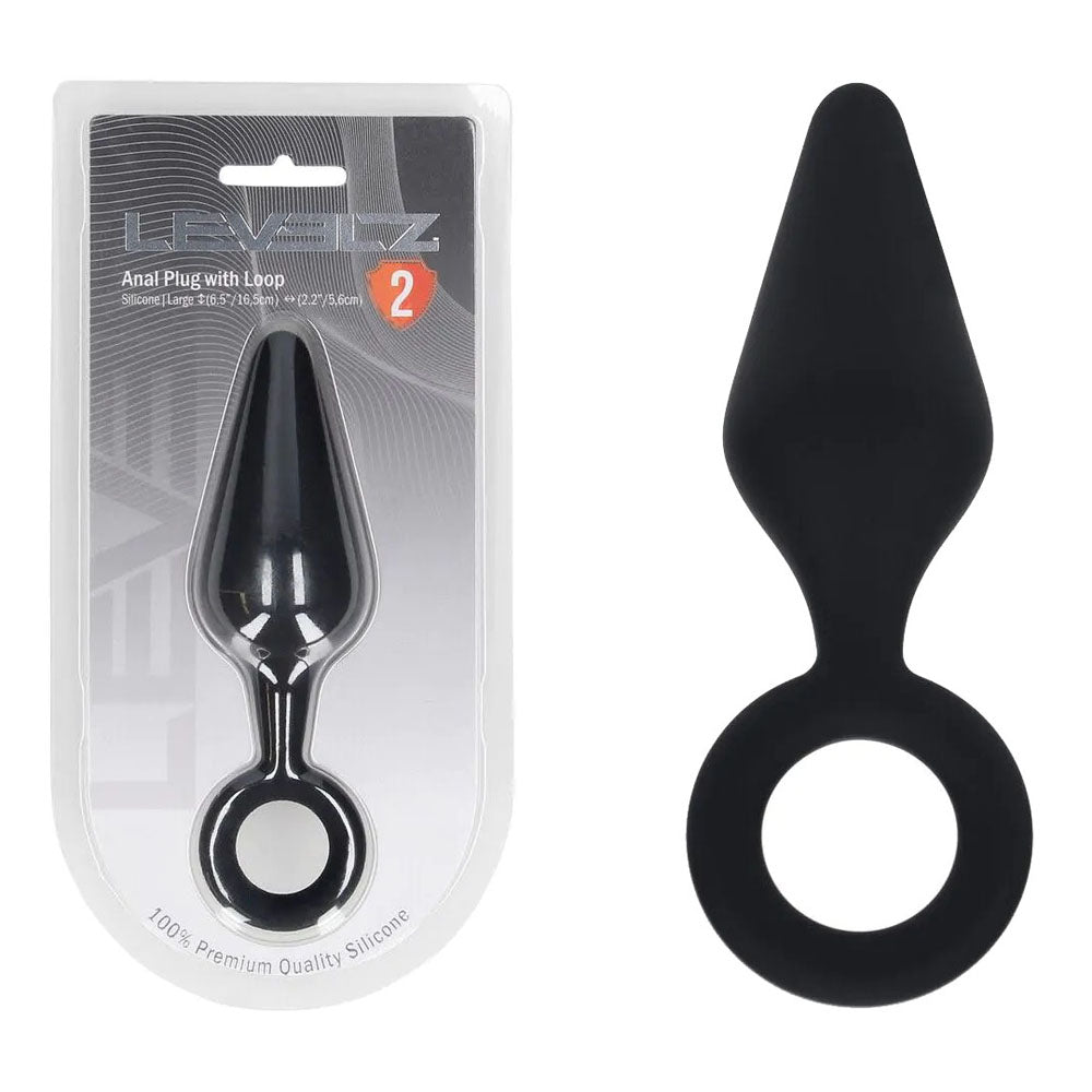 LEVELZ Silicone Anal Plug with Loop - Large -  Large Butt Plug
