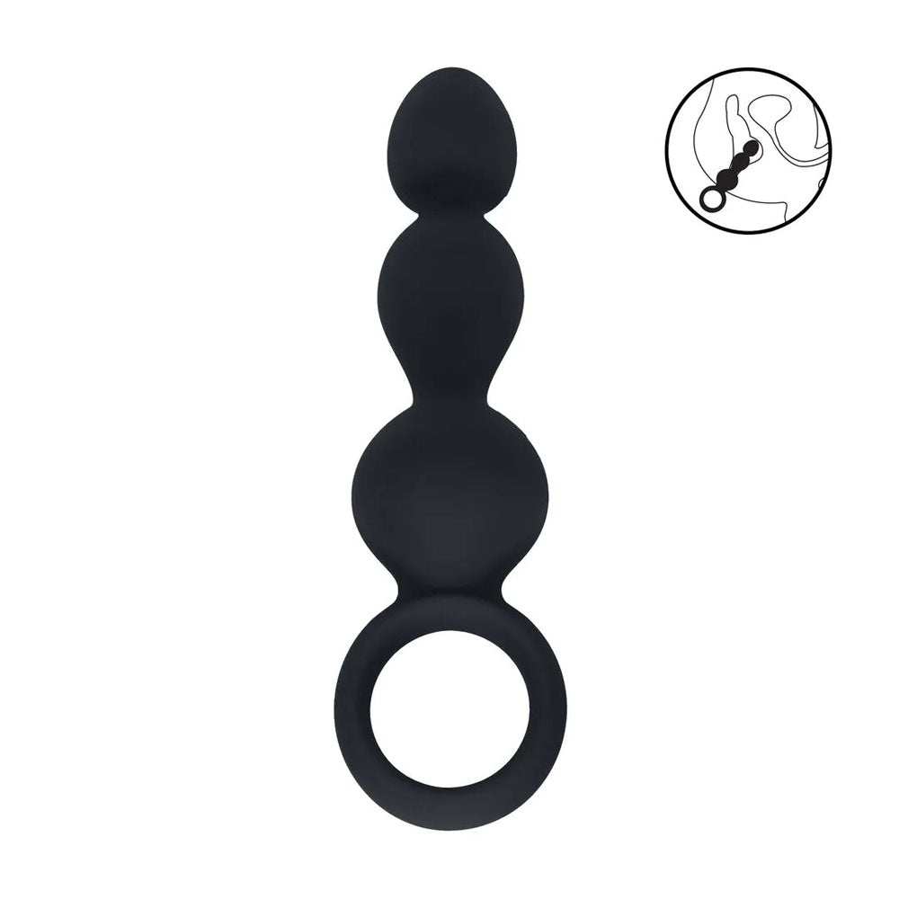 LEVELZ Beaded Silicone Anal Probe with Loop -  15.3 cm Beaded Anal Plug
