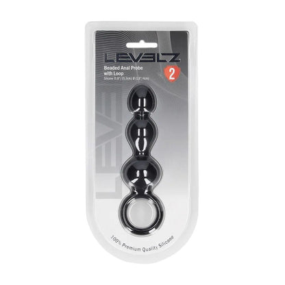 LEVELZ Beaded Silicone Anal Probe with Loop -  15.3 cm Beaded Anal Plug