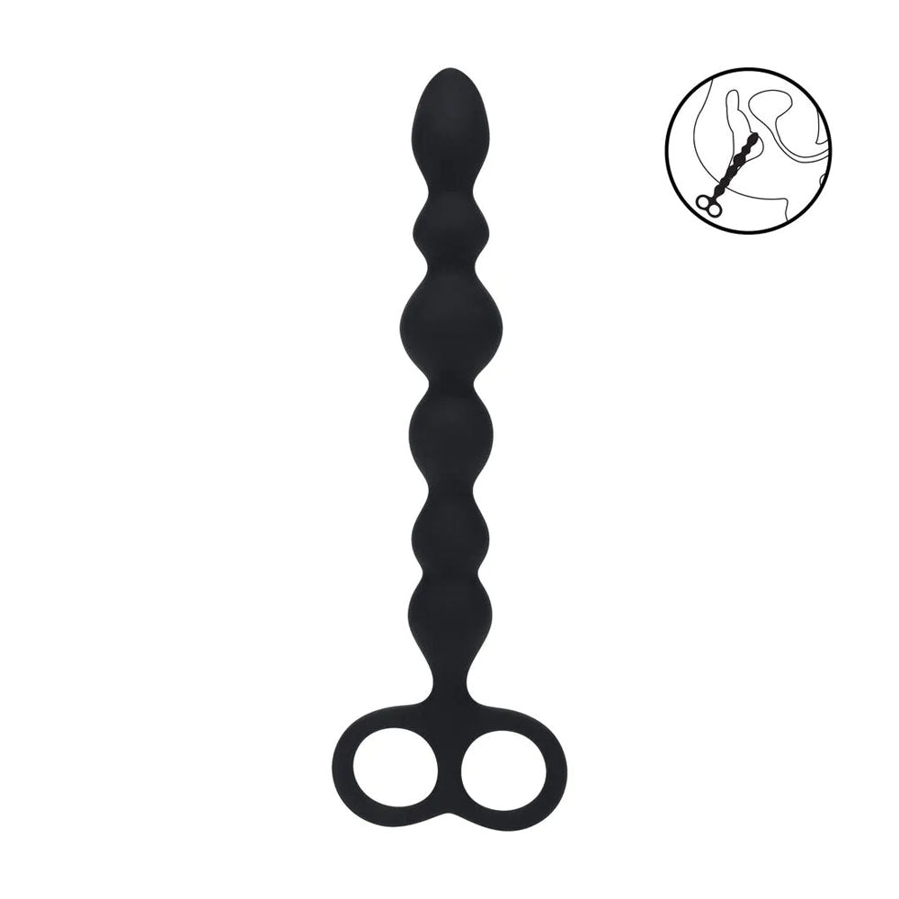 LEVELZ Beaded Silicone Anal Probe with Double Loop -  24.5 cm Anal Beads
