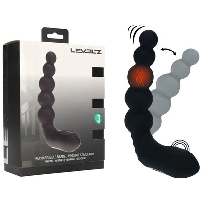 LEVELZ Rechargeable Beaded Prostate Massager -  USB Rechargeable Heating + Vibrating Prostate Massager
