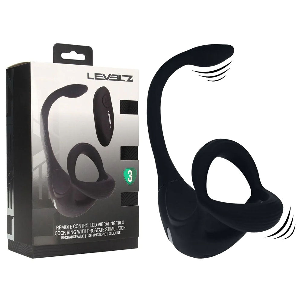 LEVELZ Remote Controlled Vibrating TriO Cock Ring with Prostate Stimulator -  USB Rechargeable Vibrating Cock Ring with Anal Plug