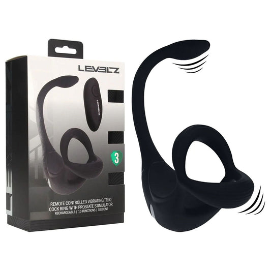 LEVELZ Remote Controlled Vibrating TriO Cock Ring with Prostate Stimulator -  USB Rechargeable Vibrating Cock Ring with Anal Plug