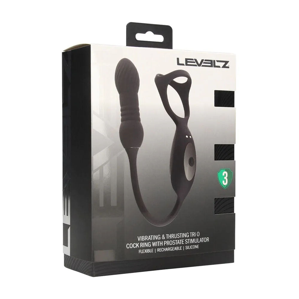 LEVELZ Vibrating & Thrusting TriO Cock Ring with Prostate Stimulator -  USB Rechargeable Vibrating Cock Ring with Thrusting Prostate Plug