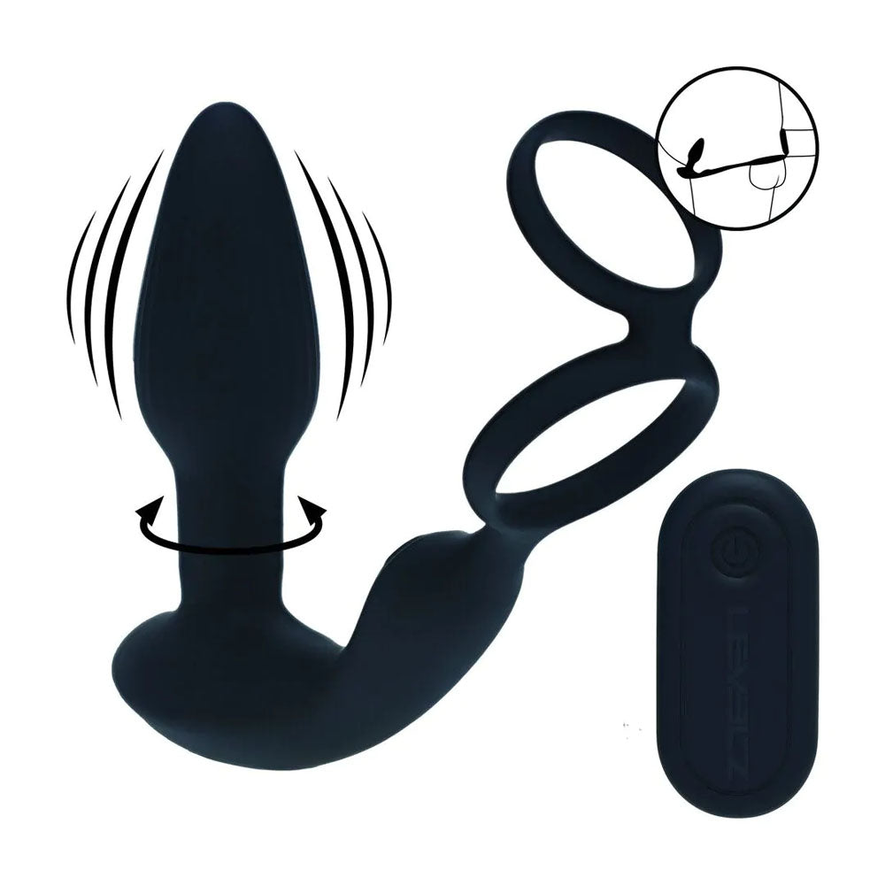 LEVELZ Dual Vibrating Prostate Stimulator with Cock Ring -  USB Rechargeable Vibrating Butt Plug with Cock Ring