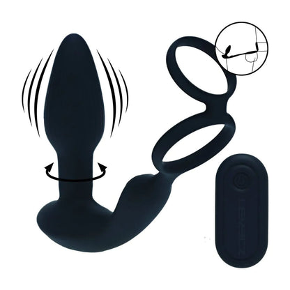 LEVELZ Dual Vibrating Prostate Stimulator with Cock Ring -  USB Rechargeable Vibrating Butt Plug with Cock Ring
