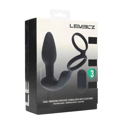 LEVELZ Dual Vibrating Prostate Stimulator with Cock Ring -  USB Rechargeable Vibrating Butt Plug with Cock Ring