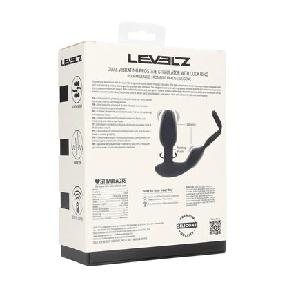 LEVELZ Dual Vibrating Prostate Stimulator with Cock Ring -  USB Rechargeable Vibrating Butt Plug with Cock Ring