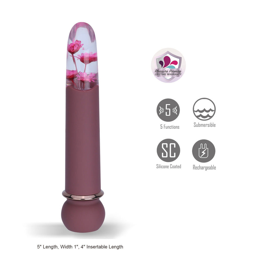 Maia FLORA - Burgundy - Burgundy 12.7 cm USB Rechargeable Powerful Bullet