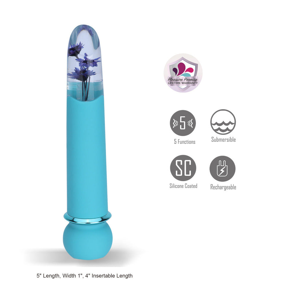 Maia FLORA - Teal - Teal 12.7 cm USB Rechargeable Powerful Bullet