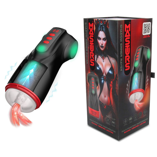 MASTURS Raven - USB Rechargeable Vibrating and Sucking Auto Stroker with Augmented Reality