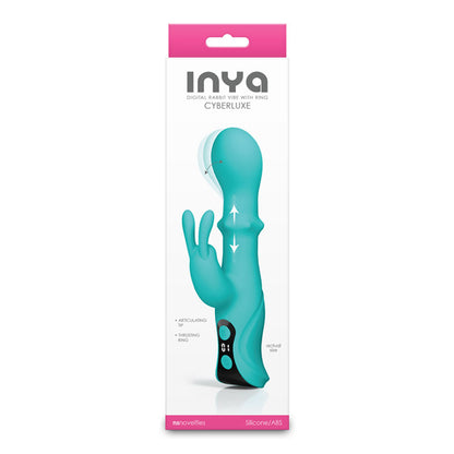 INYA Cyberluxe - Aqua - Aqua 18 cm USB Rechargeable Rabbit Vibrator with Sliding Ring Shaft