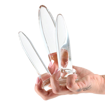 Crystal - 3pc Trainer Kit -  -  Glass Anal Plugs - Set of 3 Sizes