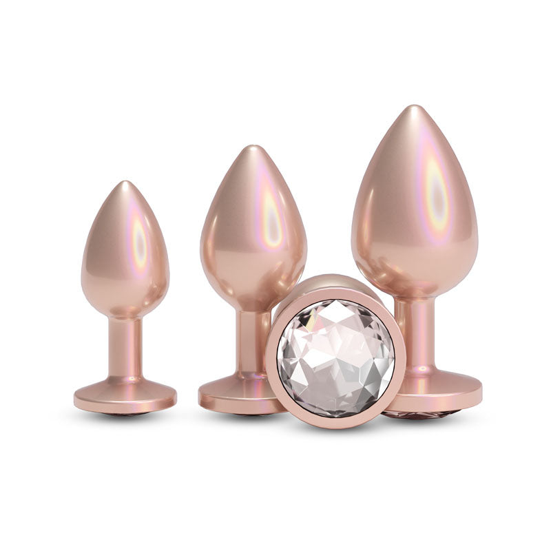 Rear Assets Trainer Kit - Iridescent Champagne - Iridescent Champagne Metallic Butt Plugs - Set of 3 Sizes