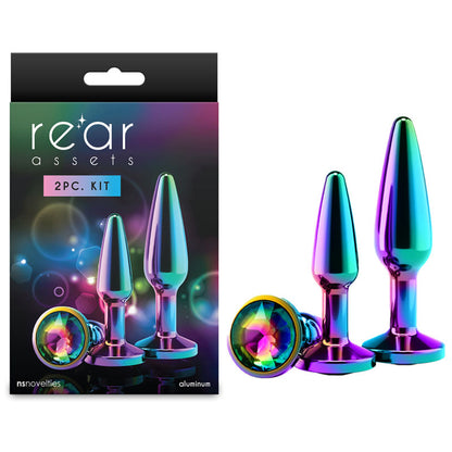 Rear Assets Tapered Trainer Kit - Multicolour - Multicoloured Metal Butt Plugs - Set of 2 Sizes