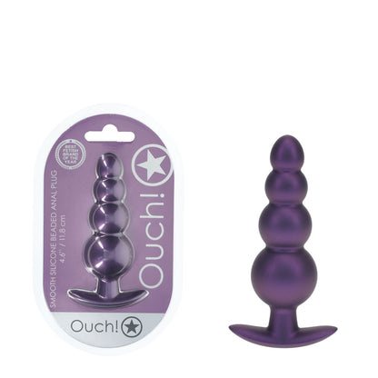 OUCH! Beaded Anal Plug - Metallic  - Metallic  11.7 cm Butt Plug