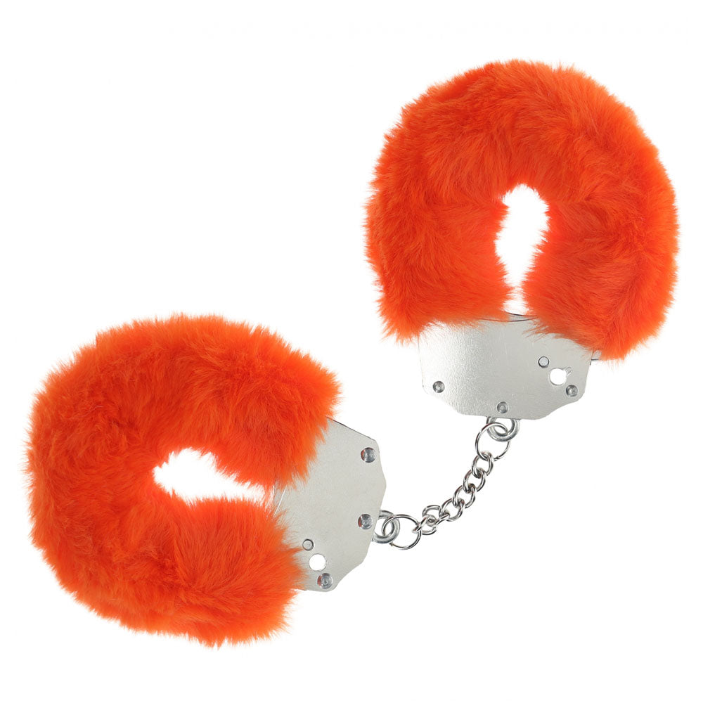 OUCH! Heavy-Duty Fluffy Cuffs - Orange - Orange Fluffy Restraints