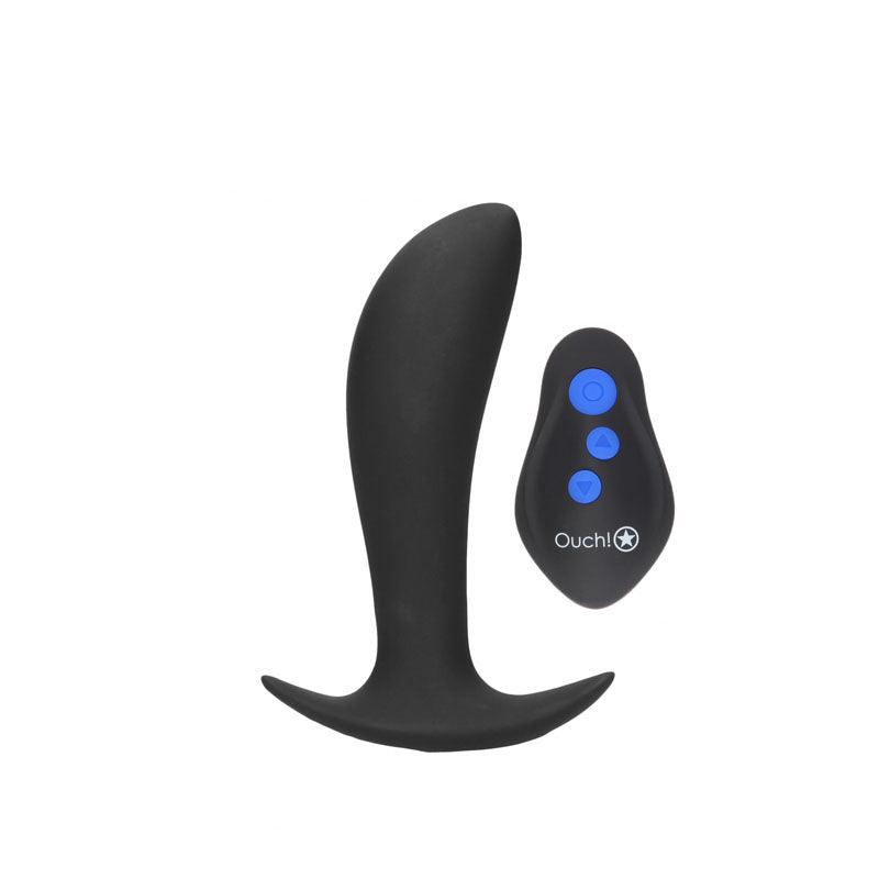 OUCH! e-Stim & Vibrating Butt Plug with Wireless Remote -  12.3 cm USB Rechargeable Vibrating Butt Plug with e-Stim