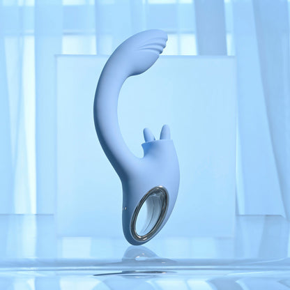 Playboy Pleasure SAPPHIRE SKY -  21.6 cm USB Rechargeable Vibrator with Double Tongue Stimulator