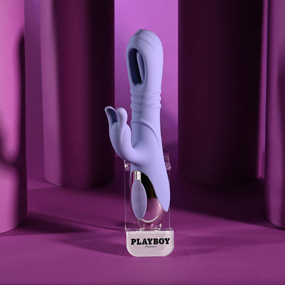 Playboy Pleasure TAP ME IN -  24.2 cm USB Rechargeable Rabbit Vibrator with Tapping Shaft