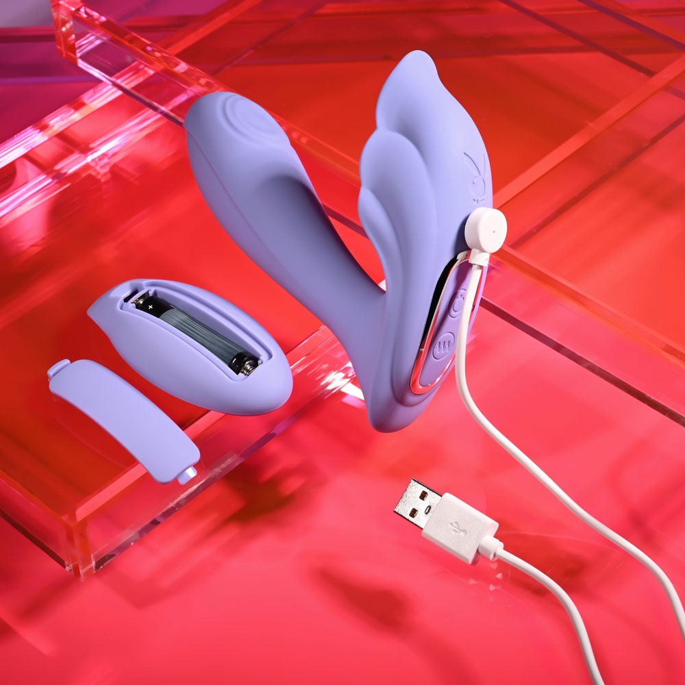 Playboy Pleasure LILAC FANTASY -  13.5 cm USB Rechargeable Tapping Vibrator with Remote