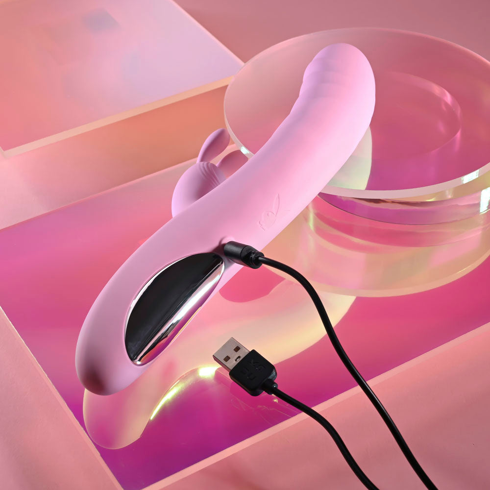 Playboy Pleasure RUB ME RIGHT -  23.2 cm USB Rechargeable Thrusting Rabbit Vibrator