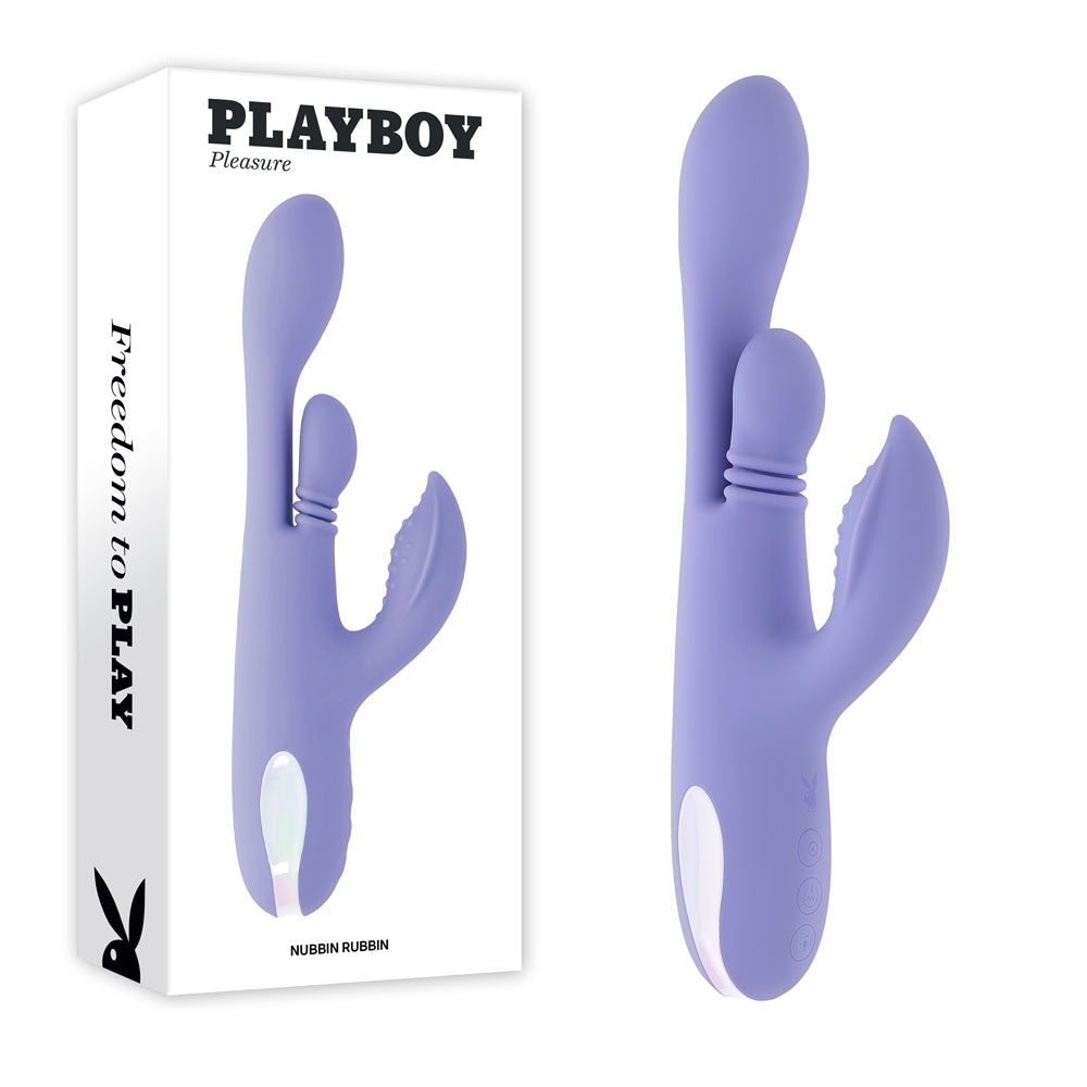 Playboy Pleasure NUBBIN RUBBIN -  24.1 cm USB Rechargeable Thrusting Rabbit Vibrator